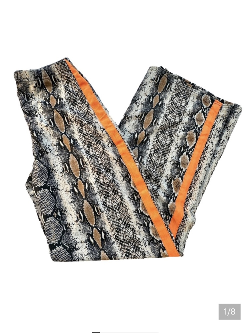 PrettyLittleThing palazzo pants snake print w/orange panel Women’s size 4 | dd1